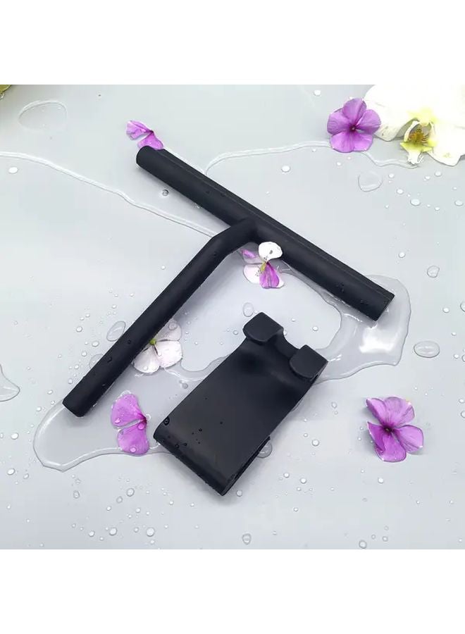 كاشطة السيليكون السوداء مع خطاف لتنظيف زجاج السيارات والنوافذ وأبواب الحمام - Image 4